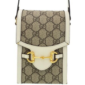 Gucci Horsebit 1955 Bag beige ebony GG Supreme canvas white